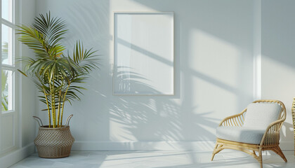 Contemporary living room sleek and elegant look with empty frame