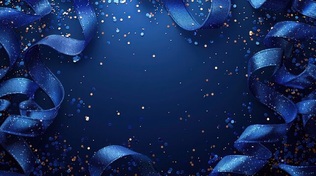 Blue Confetti Carnival: Luxury Greeting Card with Ribbons & Celebration Elements - Vector Illustration