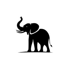 Elephant silhouette on white background