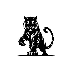 Tiger silhouette on white background