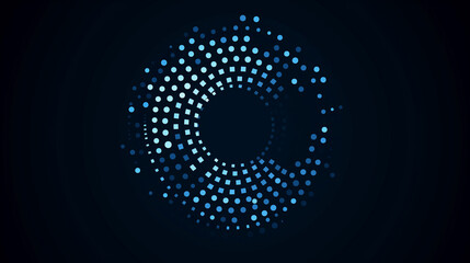 Abstract Blue Circle Dot Pattern Design On Dark Background