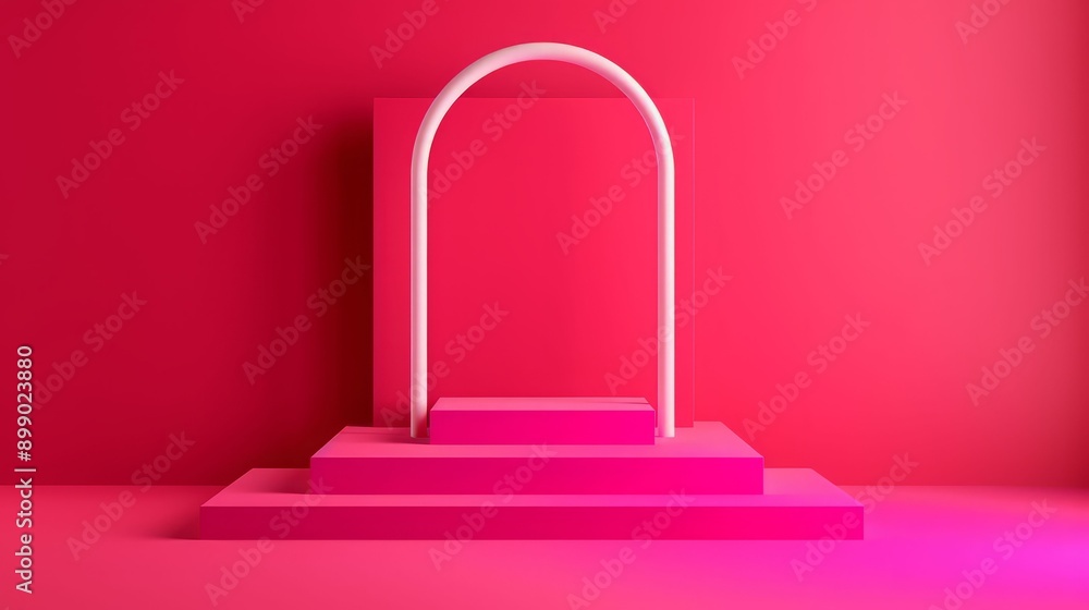 Aufkleber a vibrant pink background with a minimalist arch and steps, creating a modern and eye-catching displ