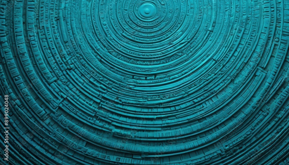 Poster abstract teal concentric circles pattern background.
