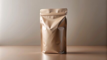 A sleek, minimalist coffee bag packaging mockup, rendered in a modern generative AI style, showcases a premium product against a clean, monochromatic background.