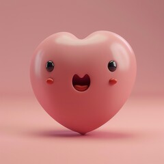 Cute pink heart with a happy face, perfect for Valentine's Day, love-themed designs, and romantic expressions.