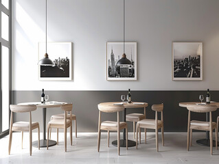 Contemporary Restaurant Cafe Interior with Modern Decor and Cozy Ambiance