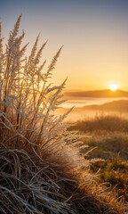 Fototapeta premium Golden Grass at Sunset.