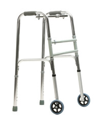 One metal walking frame isolated on white