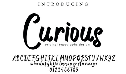Curious Font Stylish brush painted an uppercase vector letters, alphabet, typeface