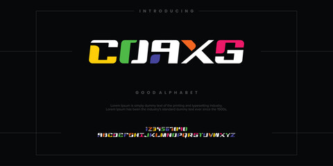 Modern abstract digital alphabet font. Minimal technology typography, Creative urban sport fashion futuristic font and with numbers. vector illustration