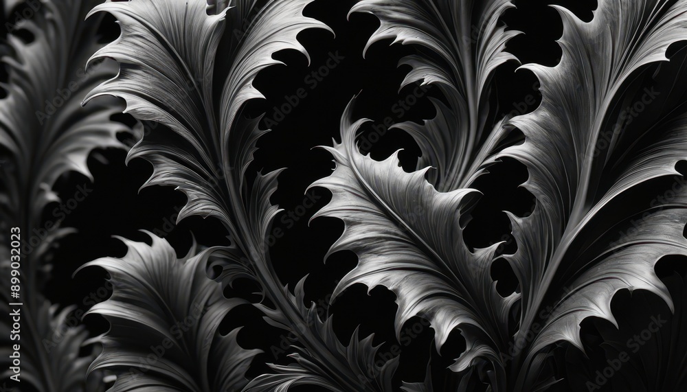 Sticker abstract black and white floral pattern.