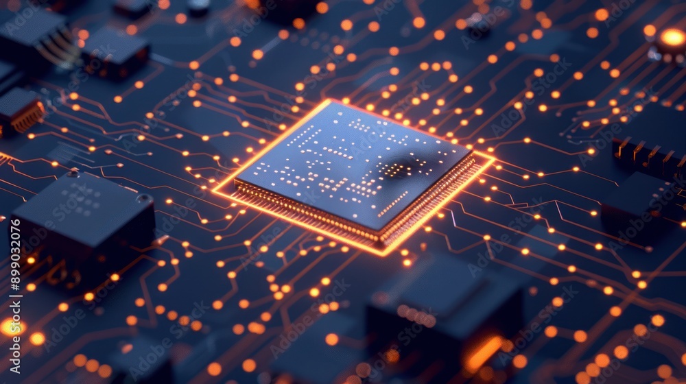Poster cpu processor on circuit board