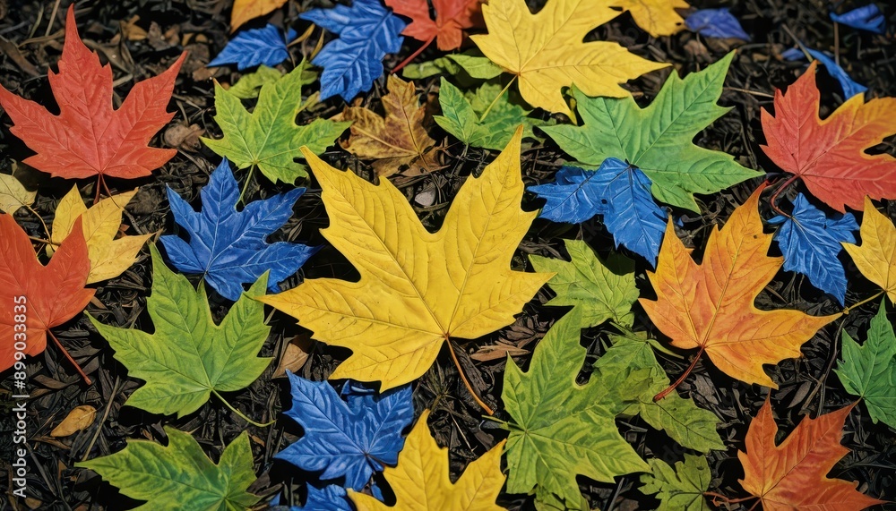 Canvas Prints colorful autumn leaves on ground.