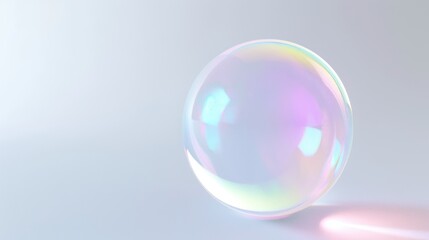 A Single Iridescent Sphere on a Light Blue Background