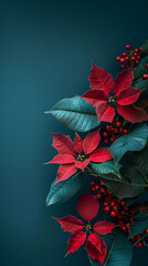 Poinsettia Flowers Christmas Background
