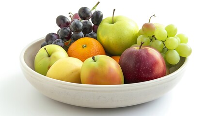 Fruits bowl on white isolated background