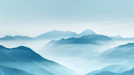 Fototapeta premium Dreamlike vista of misty mountains, with delicate charms scattered throughout the landscape, clouds weaving through peaks, mystical and serene