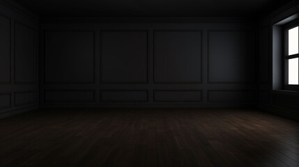 Fototapeta premium empty room interior black wall panels