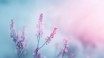 Mystical nature scenery, dense fog enveloping a serene meadow, wildflowers blooming, an ethereal light casting a soft glow, creating a tranquil and enchanted vibe