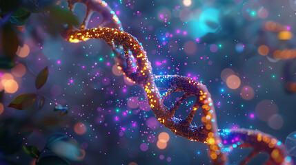 a DNA double helix floating in space