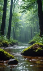 Obraz premium Tranquil Forest Stream.