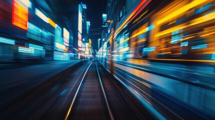 City Lights and Motion Blur in Urban Landscape