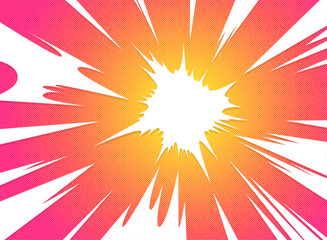 インパクトのあるアニメ風の集中線の背景