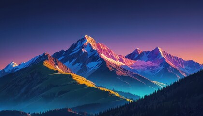 Majestic Mountain Range at Sunset.