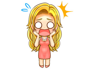 ショックを受けるキャバ嬢のちびキャライラスト素材