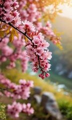 Obraz premium Pink Cherry Blossoms in Spring.