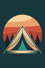 Camping mountain with park view at sunset for your Tshirt design, apparael design, backgound design or Landscape background