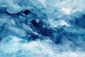 Naklejka premium abstract watercolor painting with various shades of blue blending and flowing creating a serene and ethereal aquaticinspired composition
