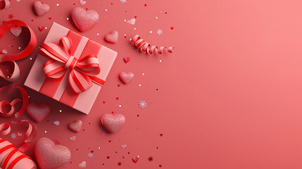 Obraz premium Valentine Day copy space wallpaper with pink background