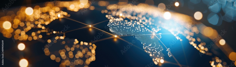 Aufkleber a stunning view of the illuminated world map showcasing connectivity and global networks through vib