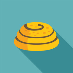 Cinnamon roll pastry showing swirling dough layers and cinnamon filling, isolated on a blue background