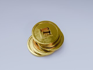 3d rendered chinese gold coin