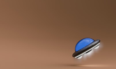 3d render ufo isolated on brown