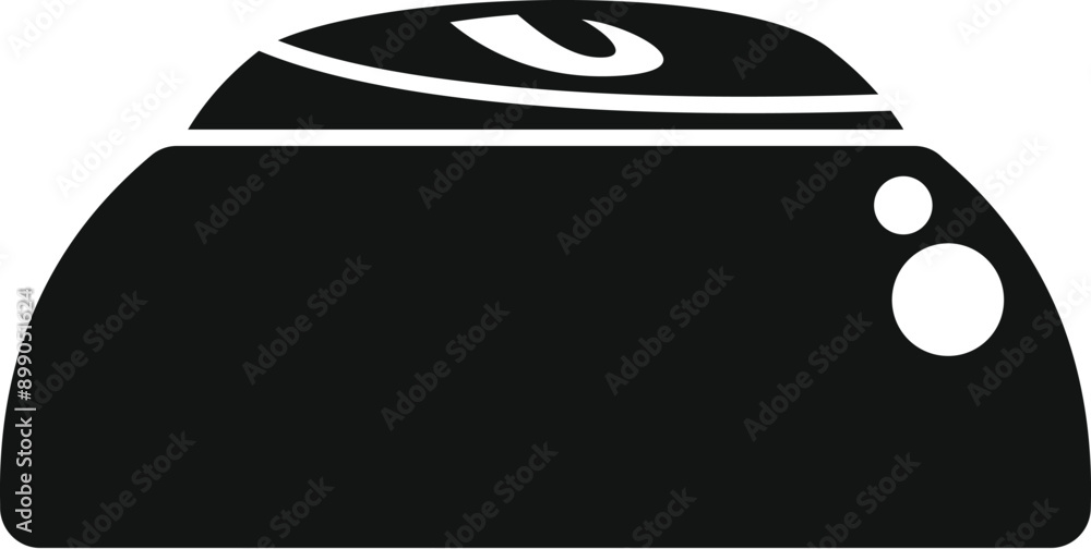 Poster black symbol of a smart speaker with sound waves emanating from the top, representing its voice assi