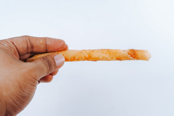 Banana rolls is snacks from Indonesia. made of fried banana wrapped in spring roll skin, cheese roll, street food , good for article