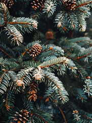 christmas tree spruce snow covered branches