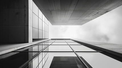 Fototapeta premium architecture interior, focus on modern architecture, abstract architectural background, building facade, black and white building