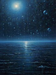 a wet sea with a clear view of water droplets