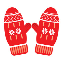 Vector illustration of  red mittens
