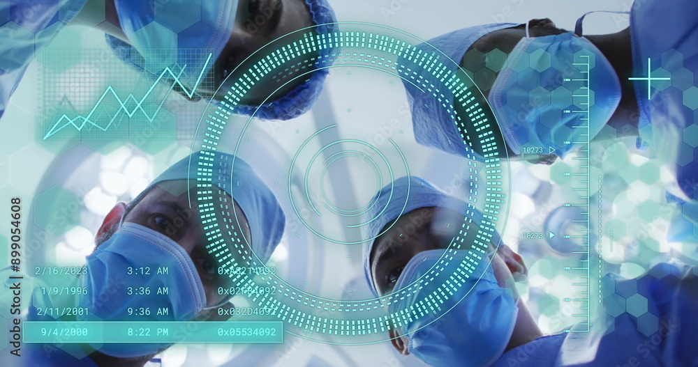 Poster image of scope scanning and data processing over diverse surgeons in operating theatre