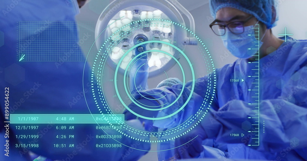 Poster image of scope scanning and data processing over diverse surgeons in operating theatre