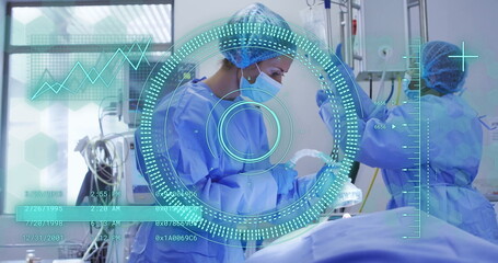 Image of scope scanning and data processing over diverse surgeons in operating theatre