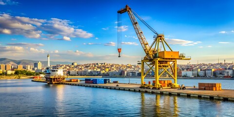 Fototapeta premium Crane at the port of Thessaloniki Greece AI Generative