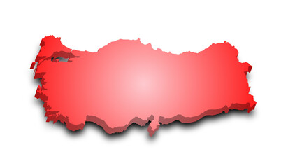 3d Map of Turkey with color.  Türkiye country map