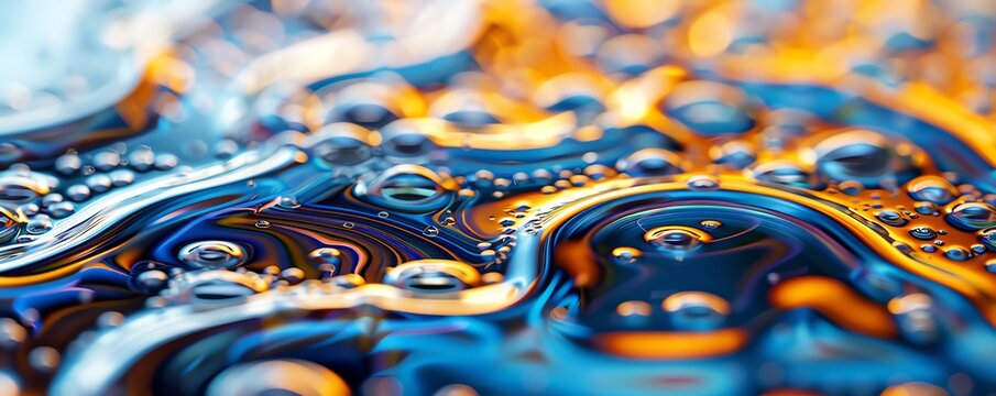 Surface tension patterns in oil and water, petroleum, natural science