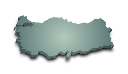 3d Map of Turkey with color.  T&uuml;rkiye country map
